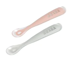 Lot 2 Cuilleres 1Er Age Silicone + Boite De Transport Grey/P